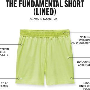 Fabletics Men's The Fundamental Short (Lined) size M Faded lime